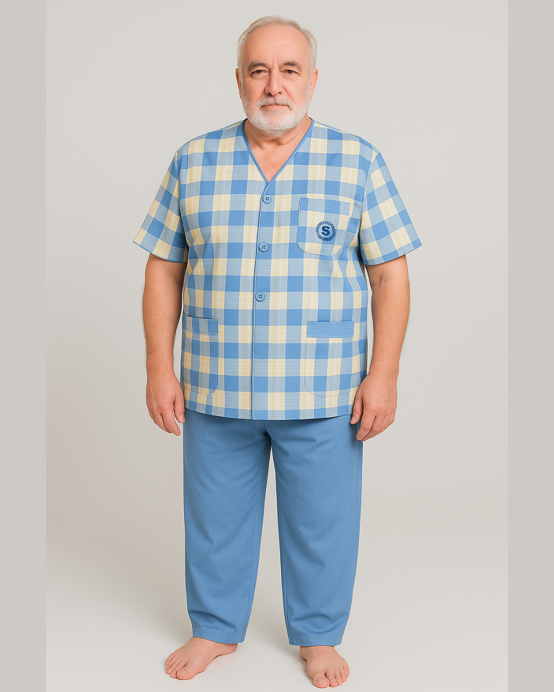 بجامة كلاسك لون سمائي MODEL295 - الصورة 2