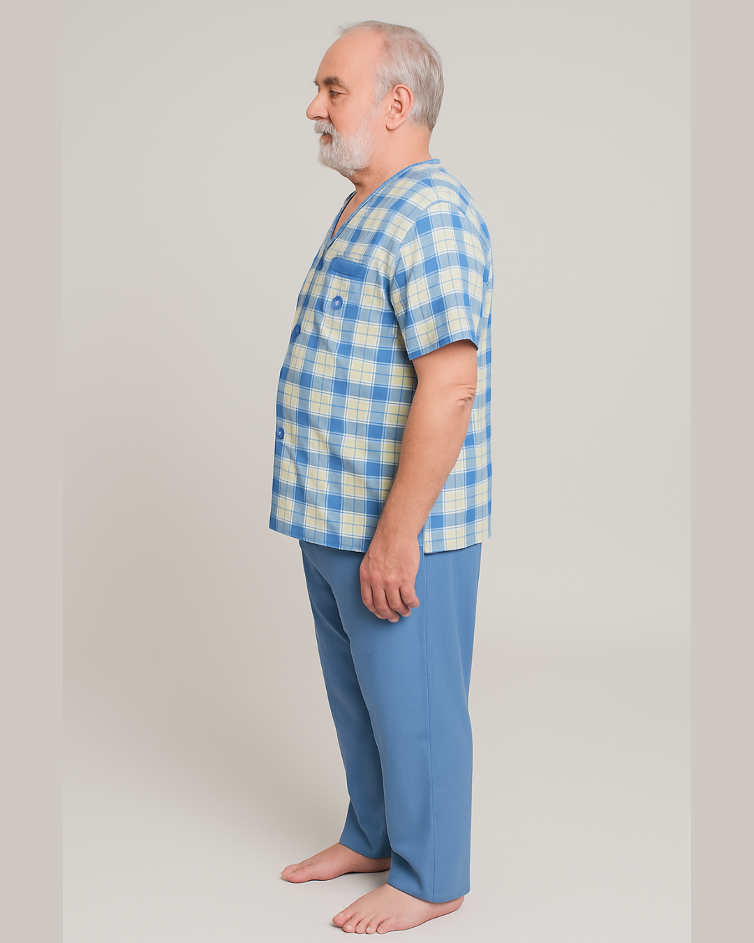 بجامة كلاسك لون سمائي MODEL295 - الصورة 3