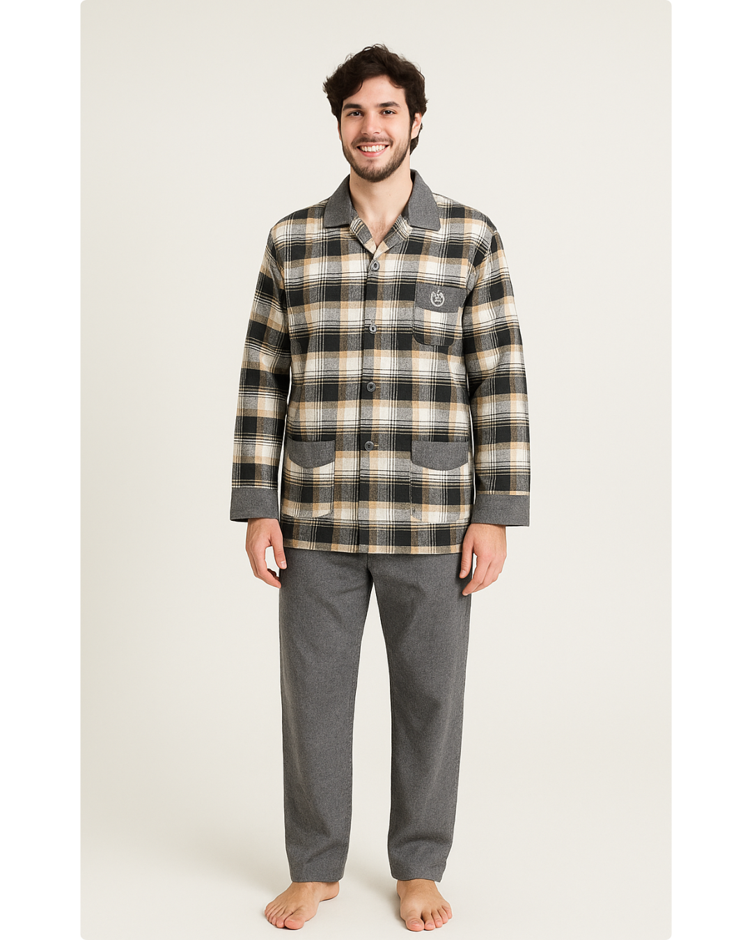 بجامة بيت شتائية كلاسيك فلانيل جكار الفاخرة MODEL:4545