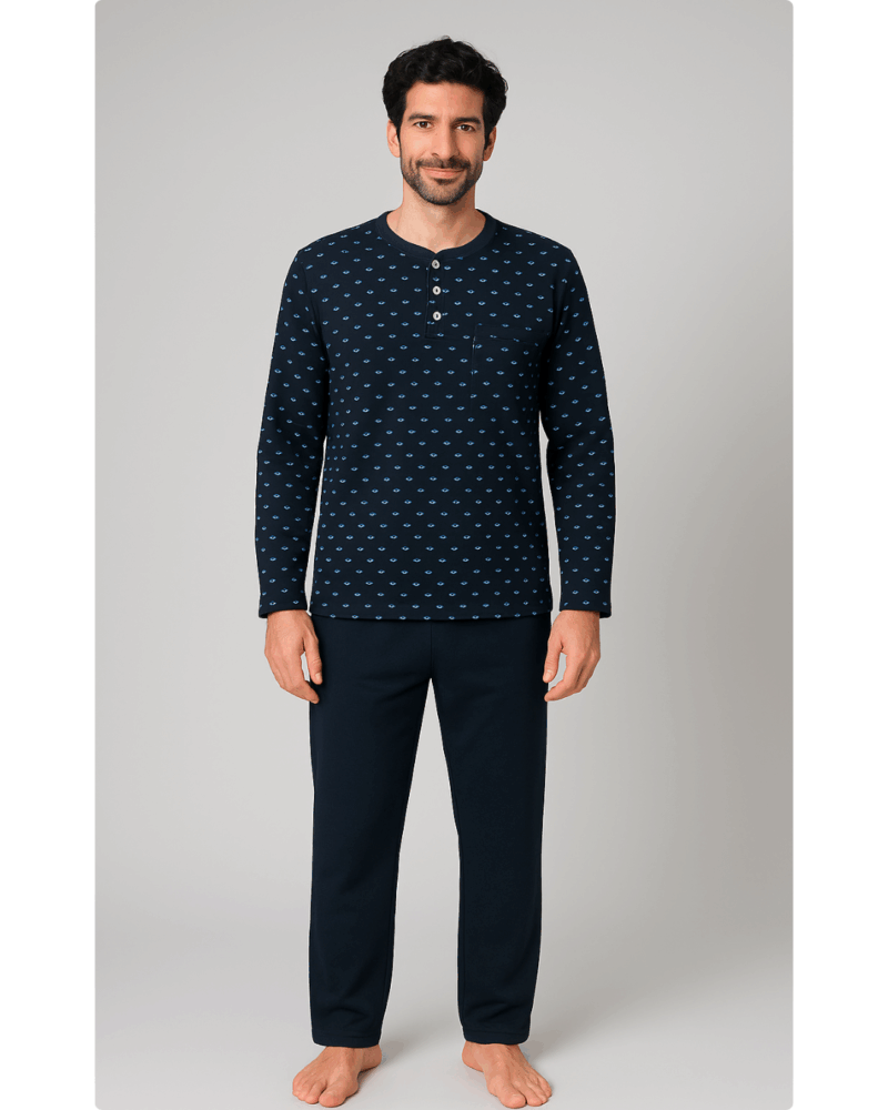 بجامة شتائية سميكة مع بطانة داخلية لون نيلي MODEL:510