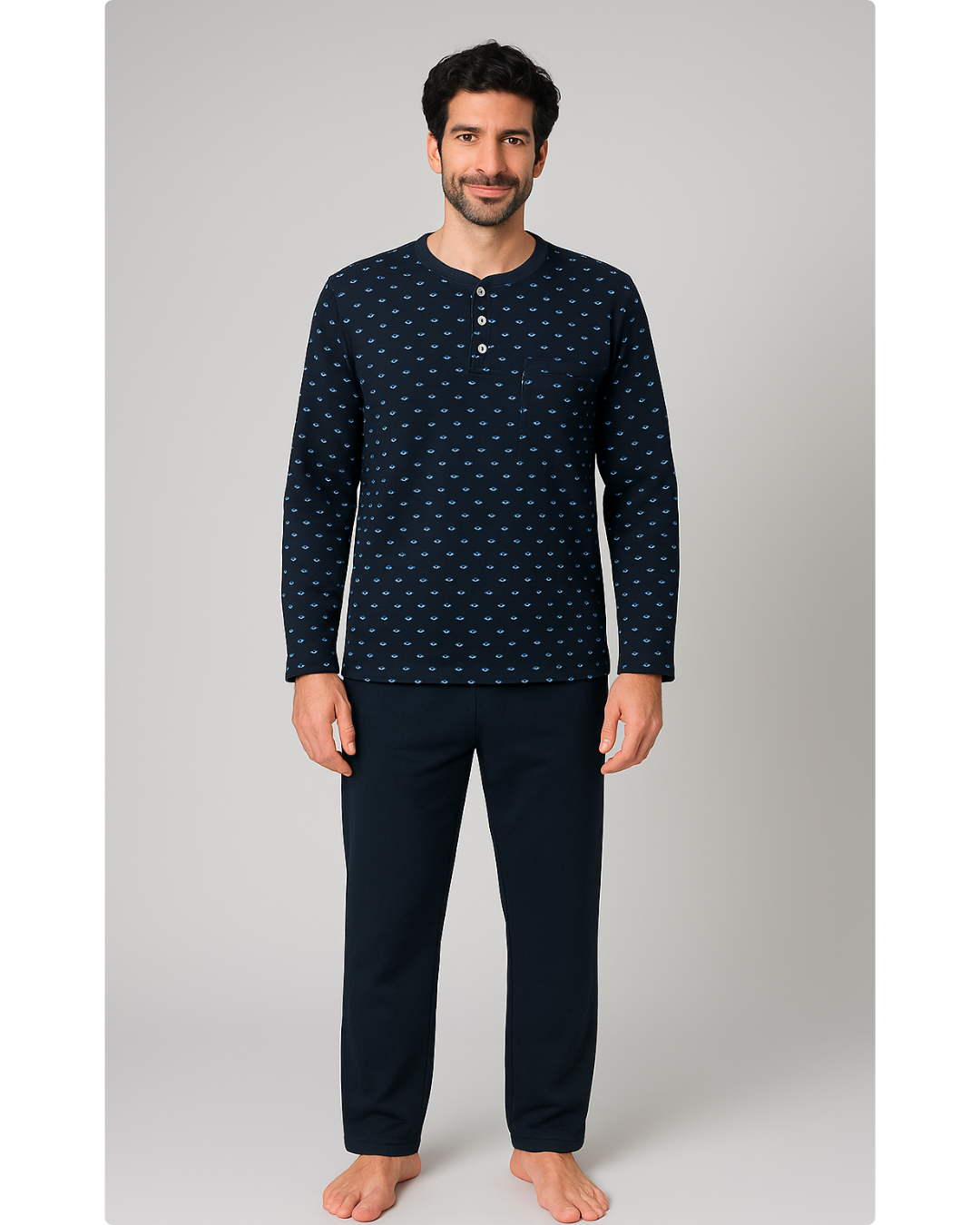 بجامة شتائية سميكة مع بطانة داخلية لون نيلي  MODEL:510