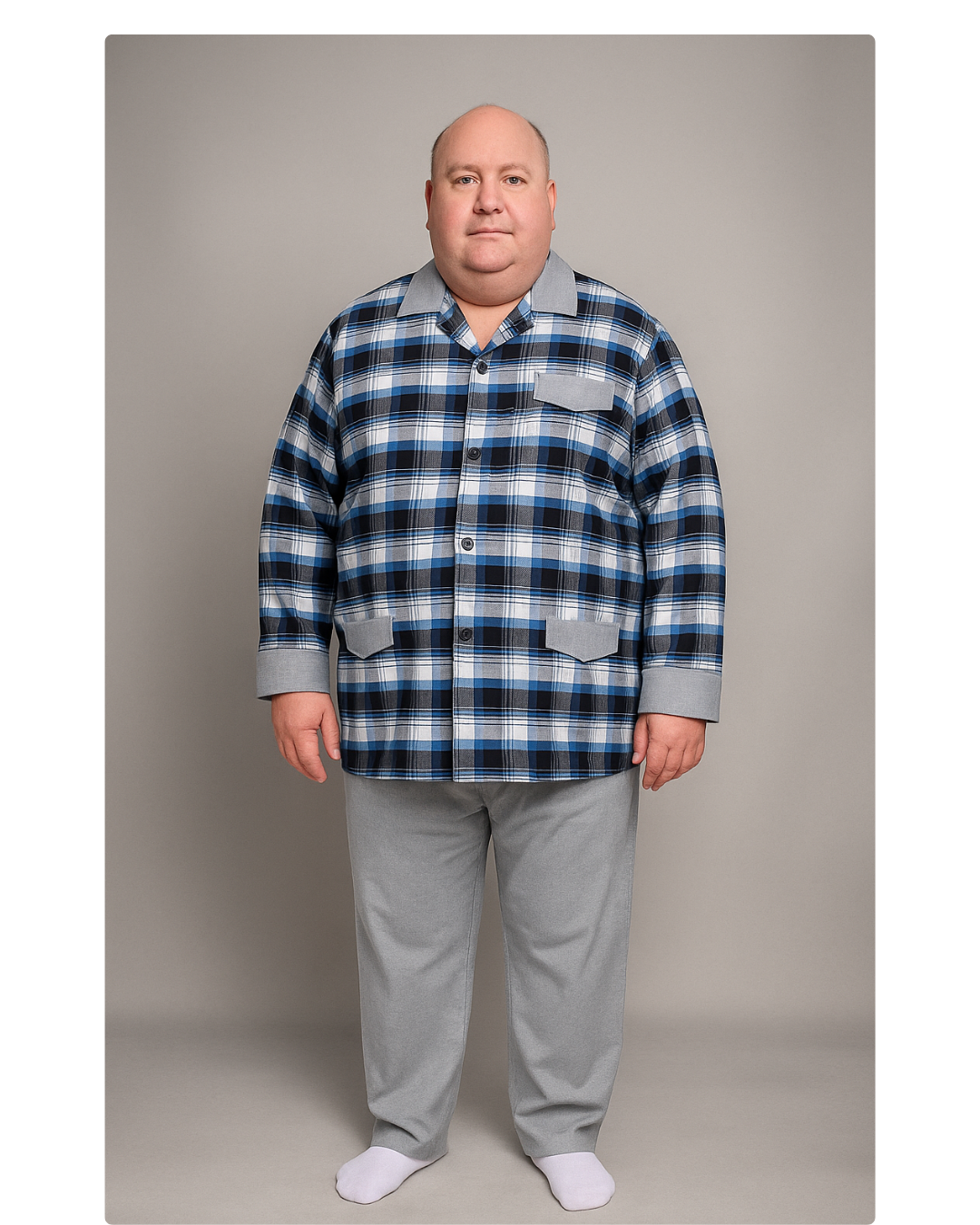 بجامة بيت شتائية كلاسيك فلانيل جكار الفاخرة MODEL:4545 - الصورة 3