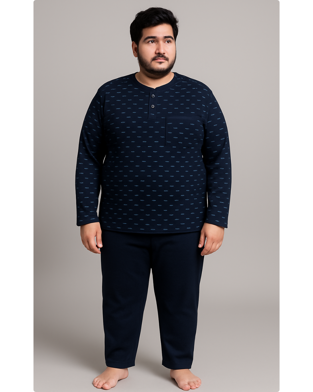 بجامة شتائية سميكة مع بطانة داخلية لون نيلي MODEL:510 - الصورة 2