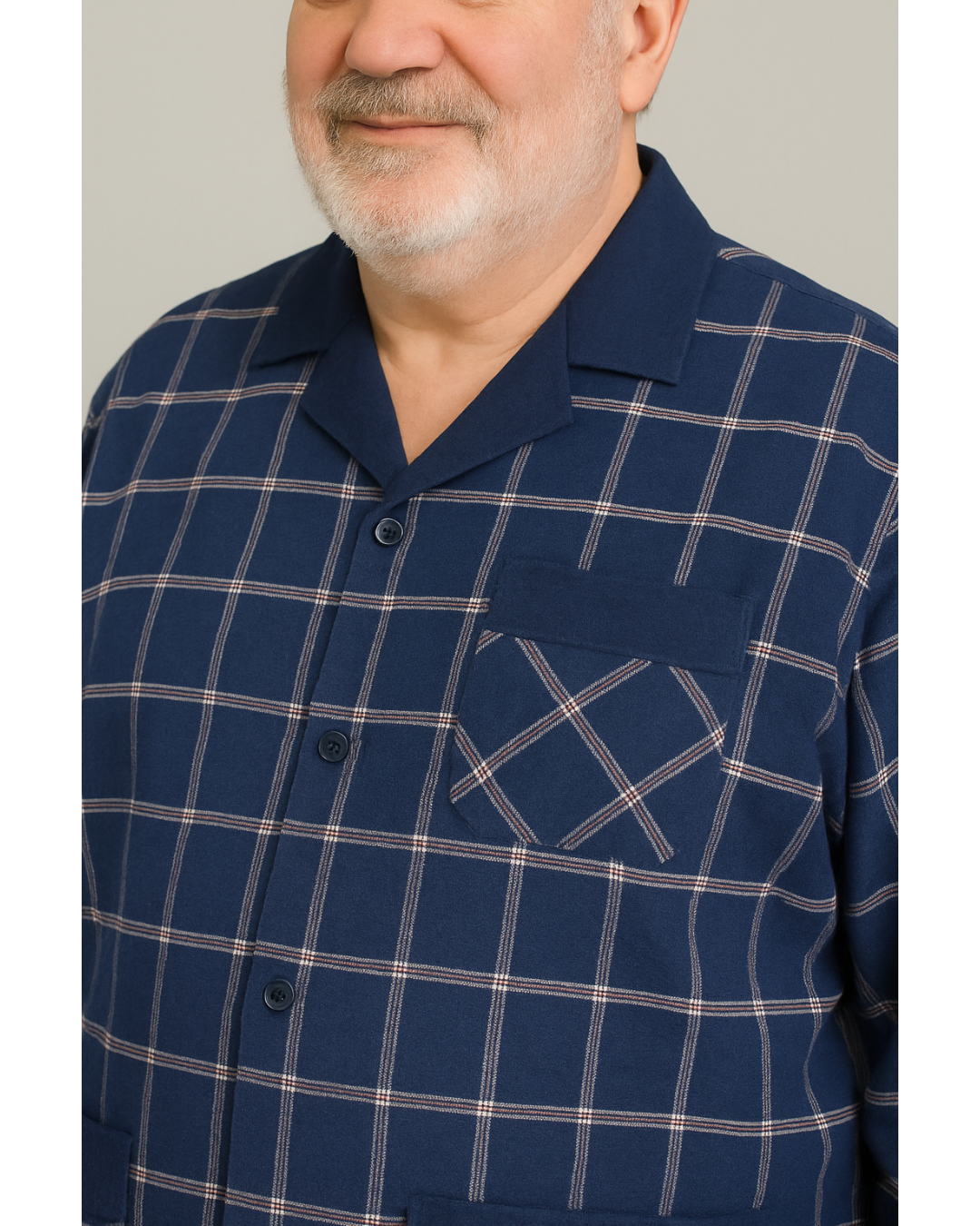 بجامة بيت شائية كلاسيك فلانيل MODEL:80 لون نيلي - الصورة 3