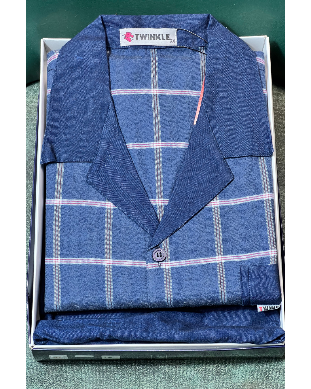 بجامة بيت شائية كلاسيك فلانيل MODEL:80 لون نيلي - الصورة 4