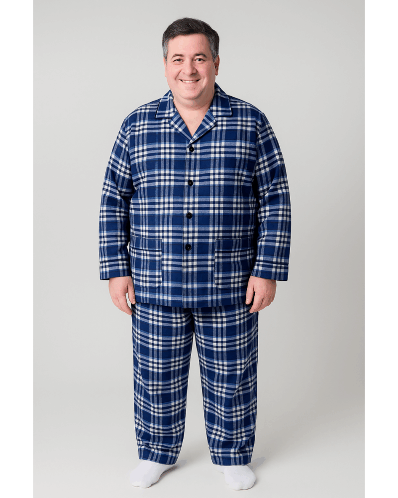 بجامة بيت شتائية كلاسيك فلانيل MODEL:3939 لون نيلي