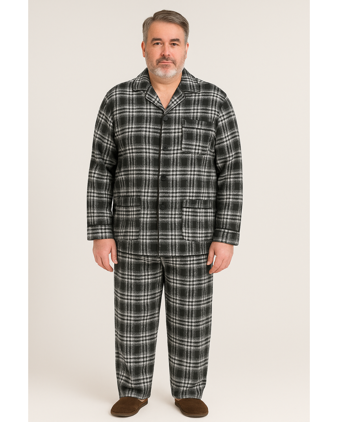 بجامة بيت شتائية كلاسيك فلانيل MODEL:3939 لون أسود