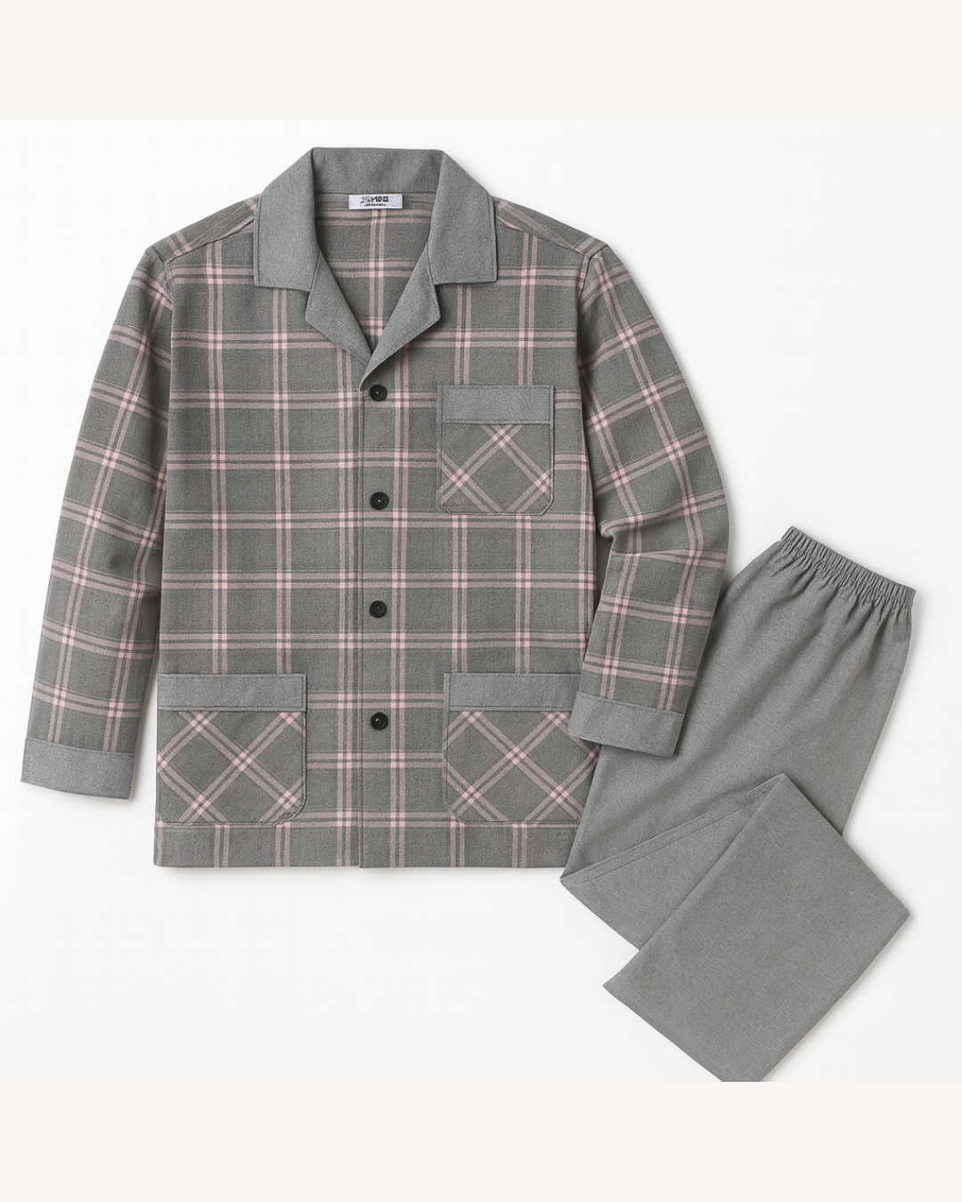 بجامة بازة شتوي قماش فلانيل ناعم لون رصاصي 107