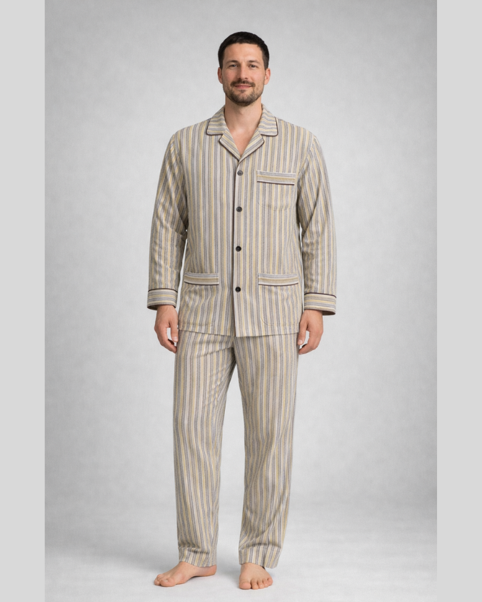 بجامة بازة شتوية قطني لون بيج