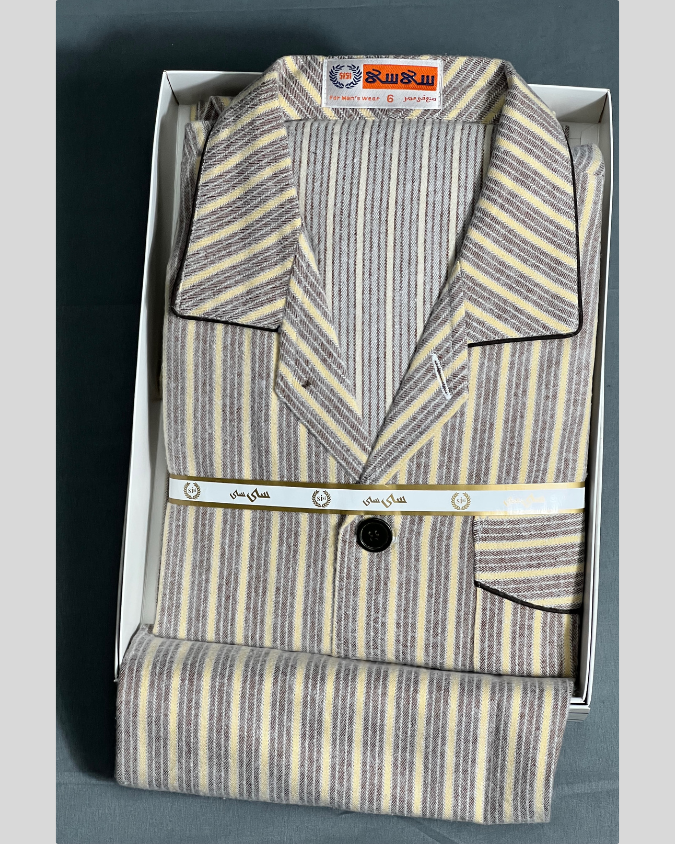 بجامة نوم رجالية بازة شتوي لون بيج