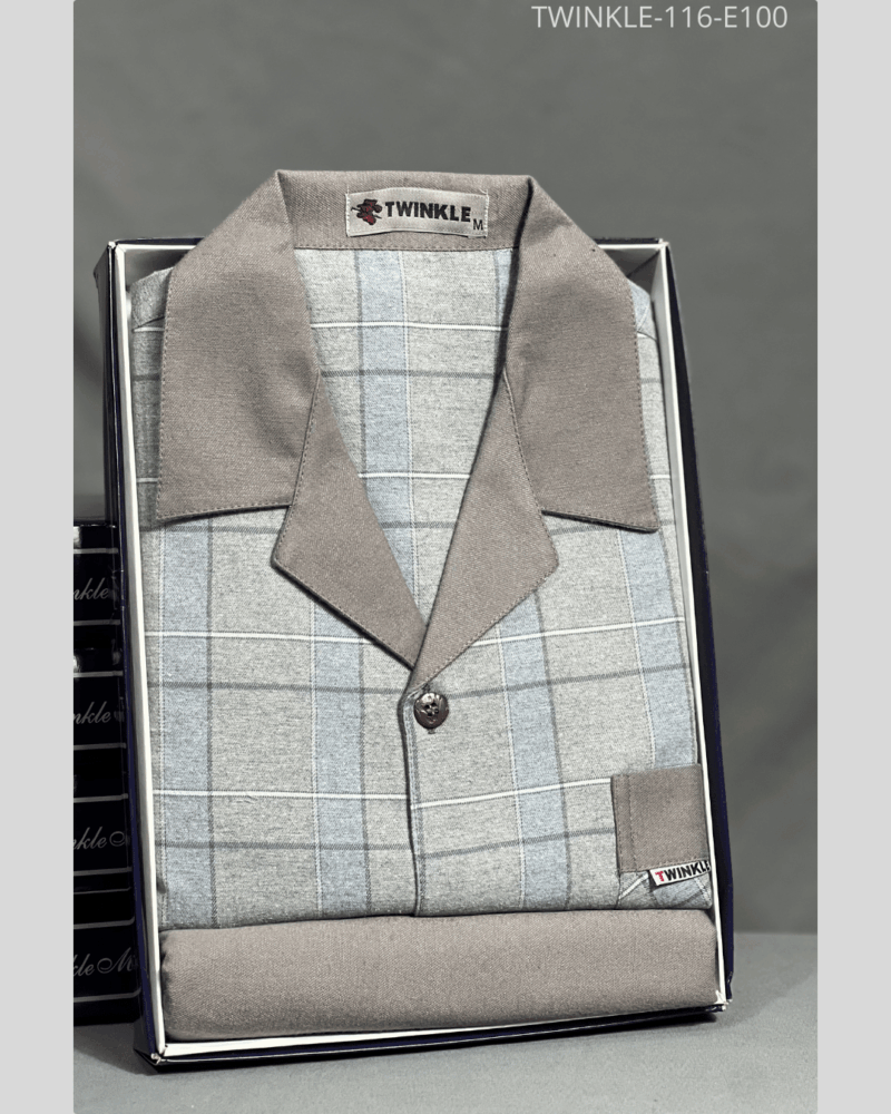 بجامة بيت بازة قطن شتوي رجالي رصاصي 02