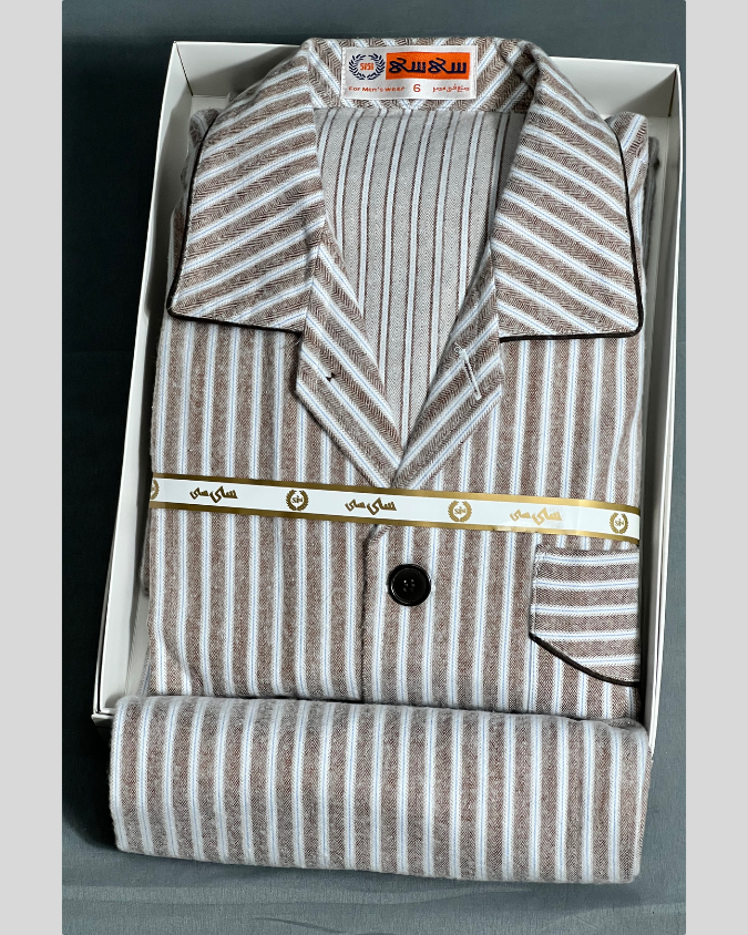 بجامة بازة شتوي رجالي بجامة قطن ملابس بيت مقلم