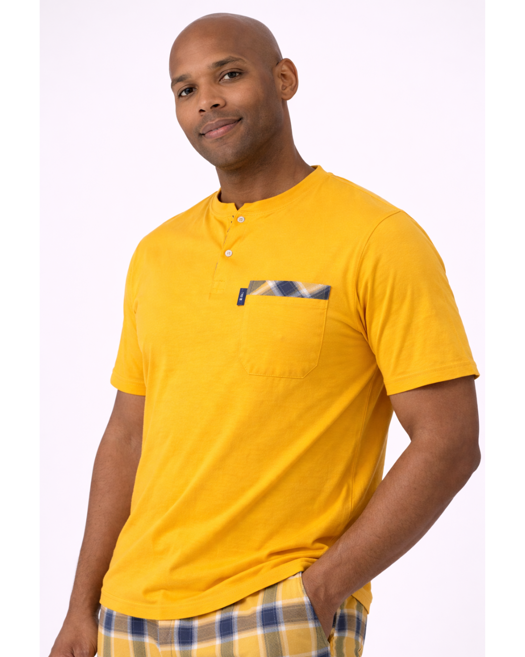 بجامة رجالي لون أصفر خردلي - الصورة 2