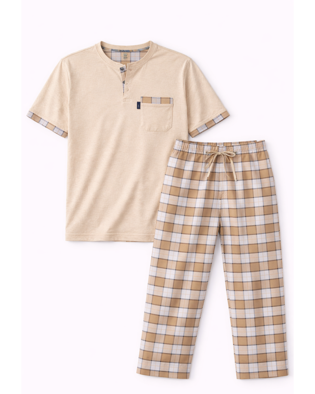 بجامة رجالي لون بيج فاتح - الصورة 4