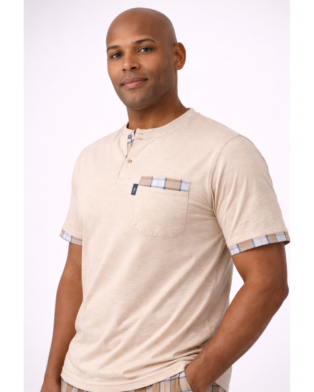 بجامة رجالي لون بيج فاتح - الصورة 2