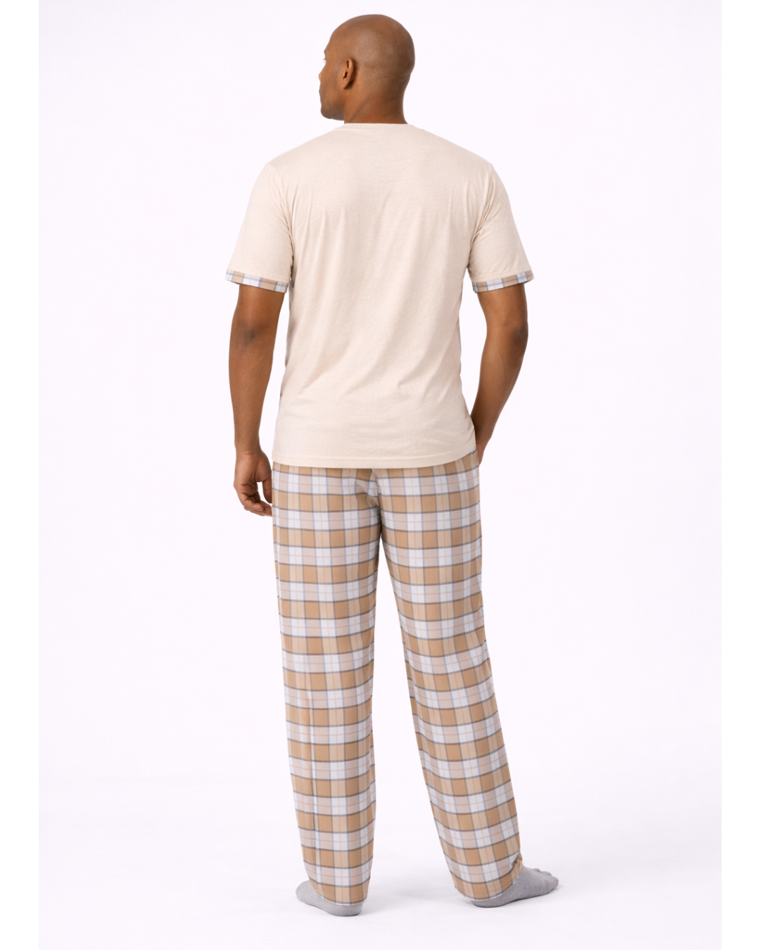 بجامة رجالي لون بيج فاتح - الصورة 3