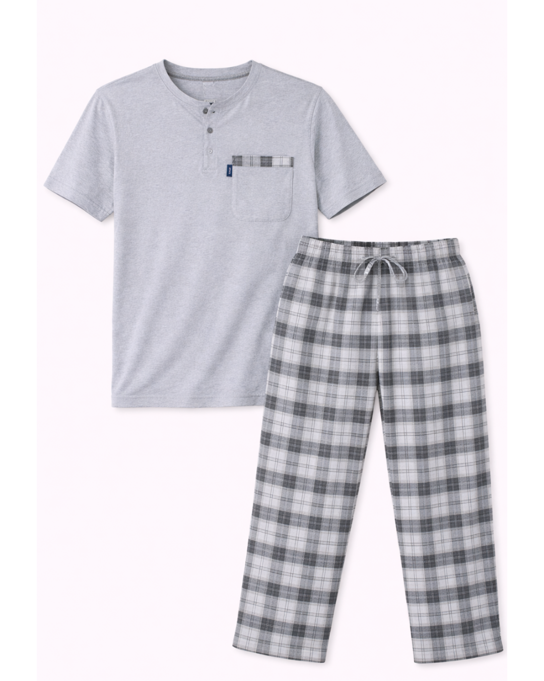 بجامة رجالي كارو لون رصاصي - الصورة 6