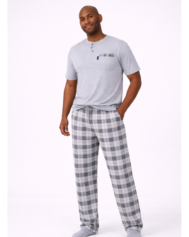 بجامة بيت رجالي قطن لون رصاصي