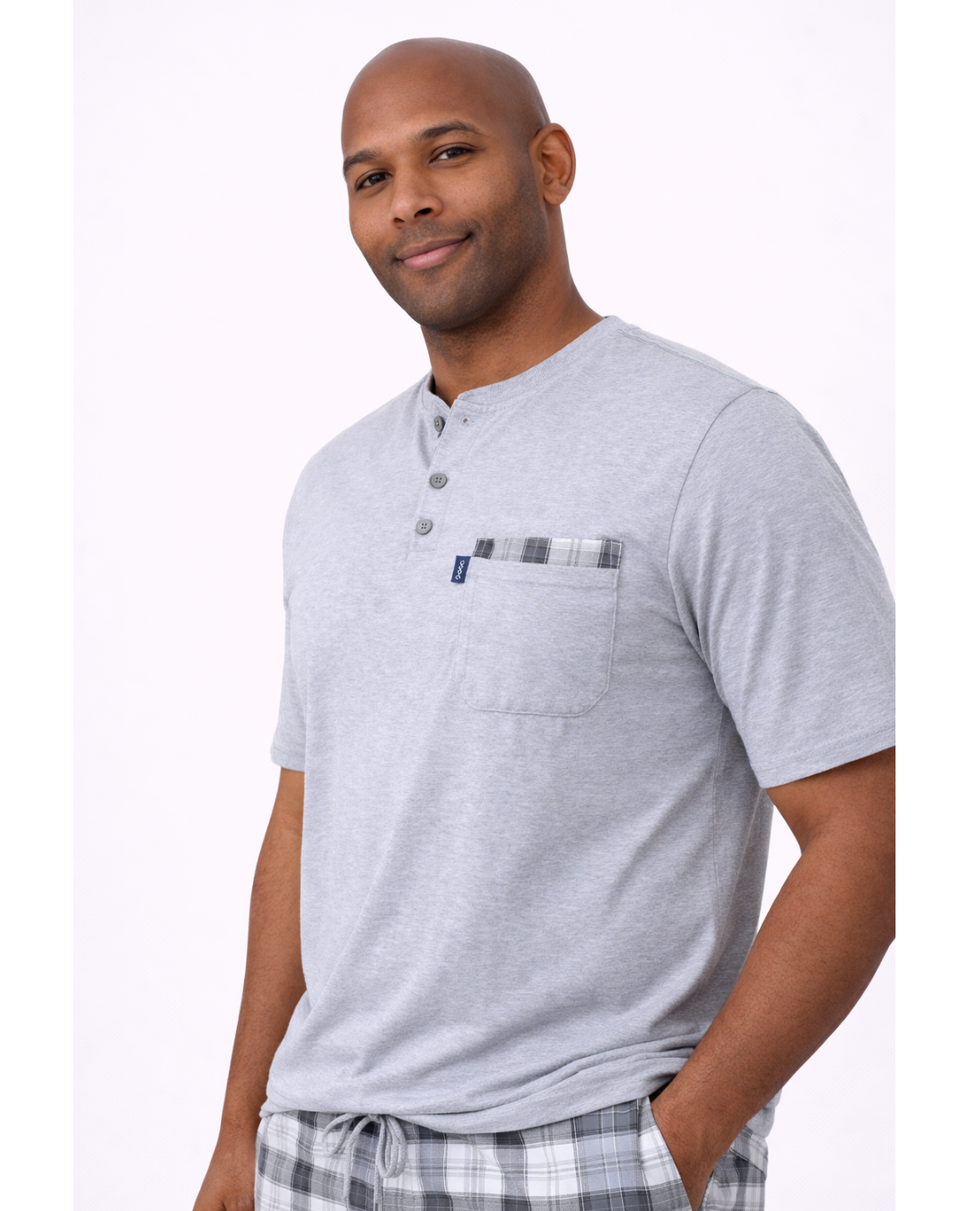 بجامة رجالي كارو لون رصاصي - الصورة 2