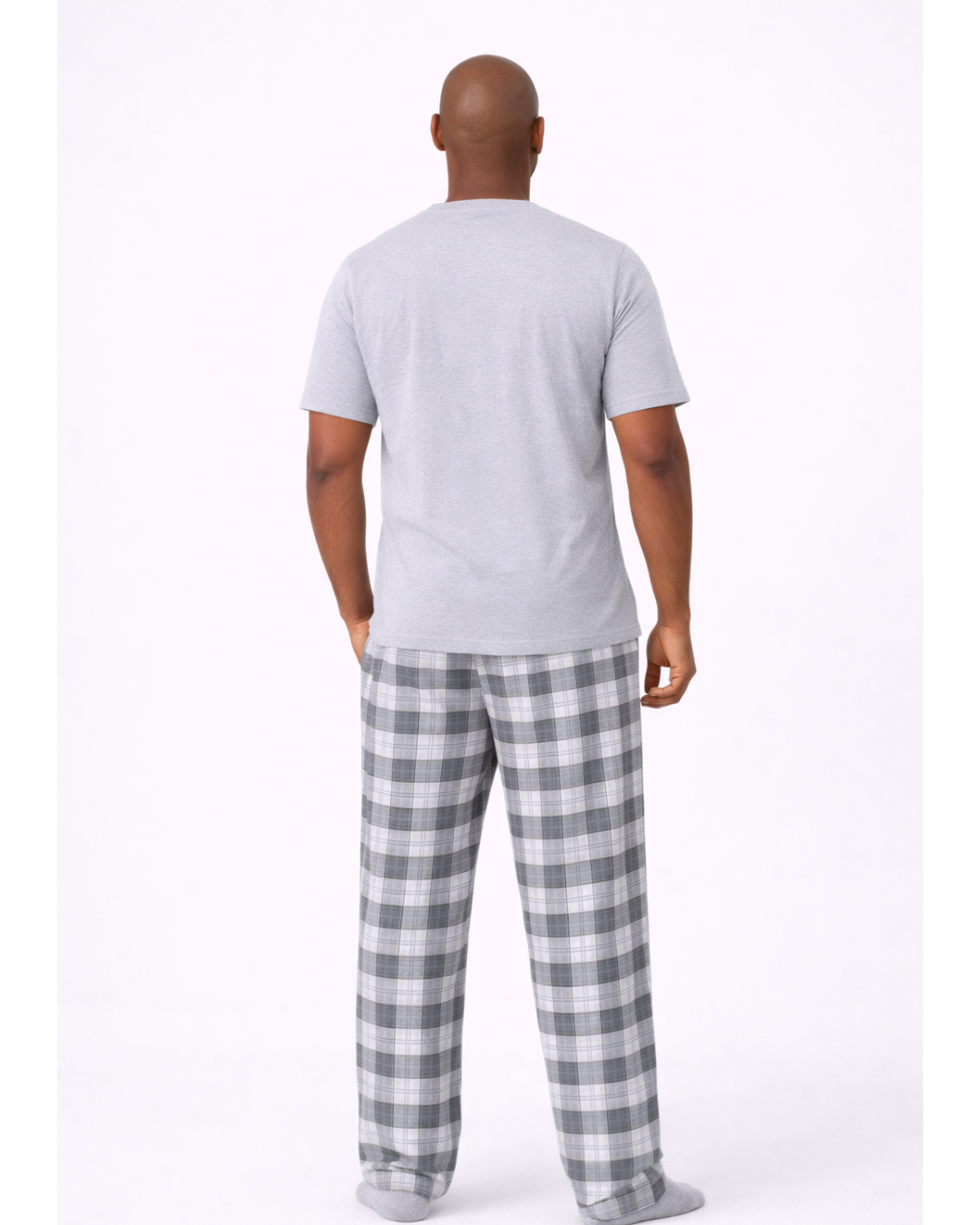 بجامة رجالي كارو لون رصاصي - الصورة 3
