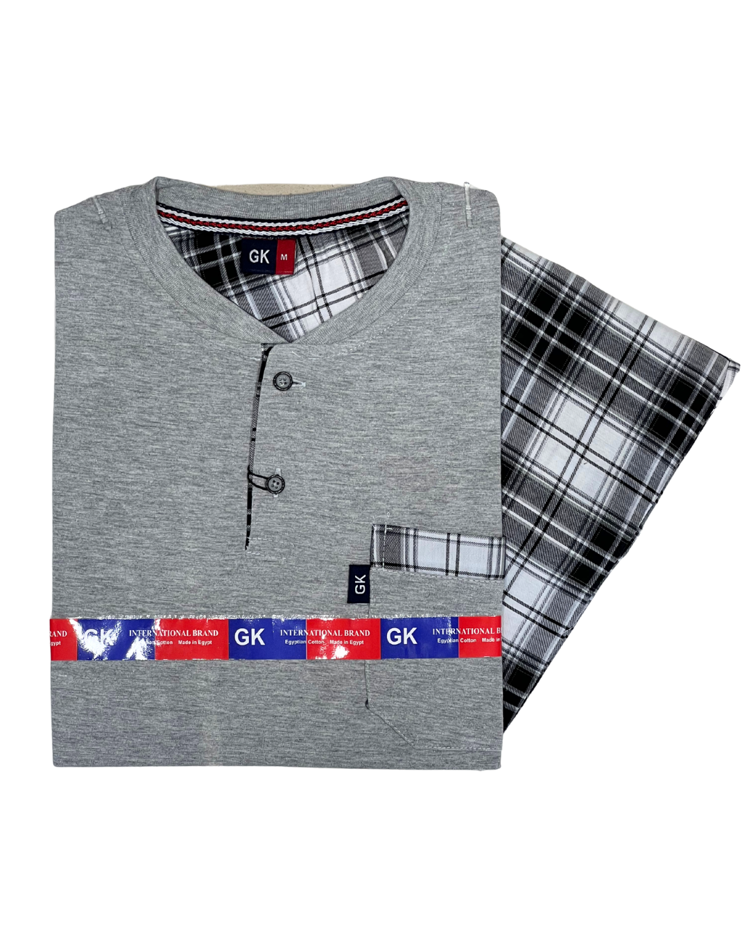 بجامة رجالي كارو لون رصاصي - الصورة 5