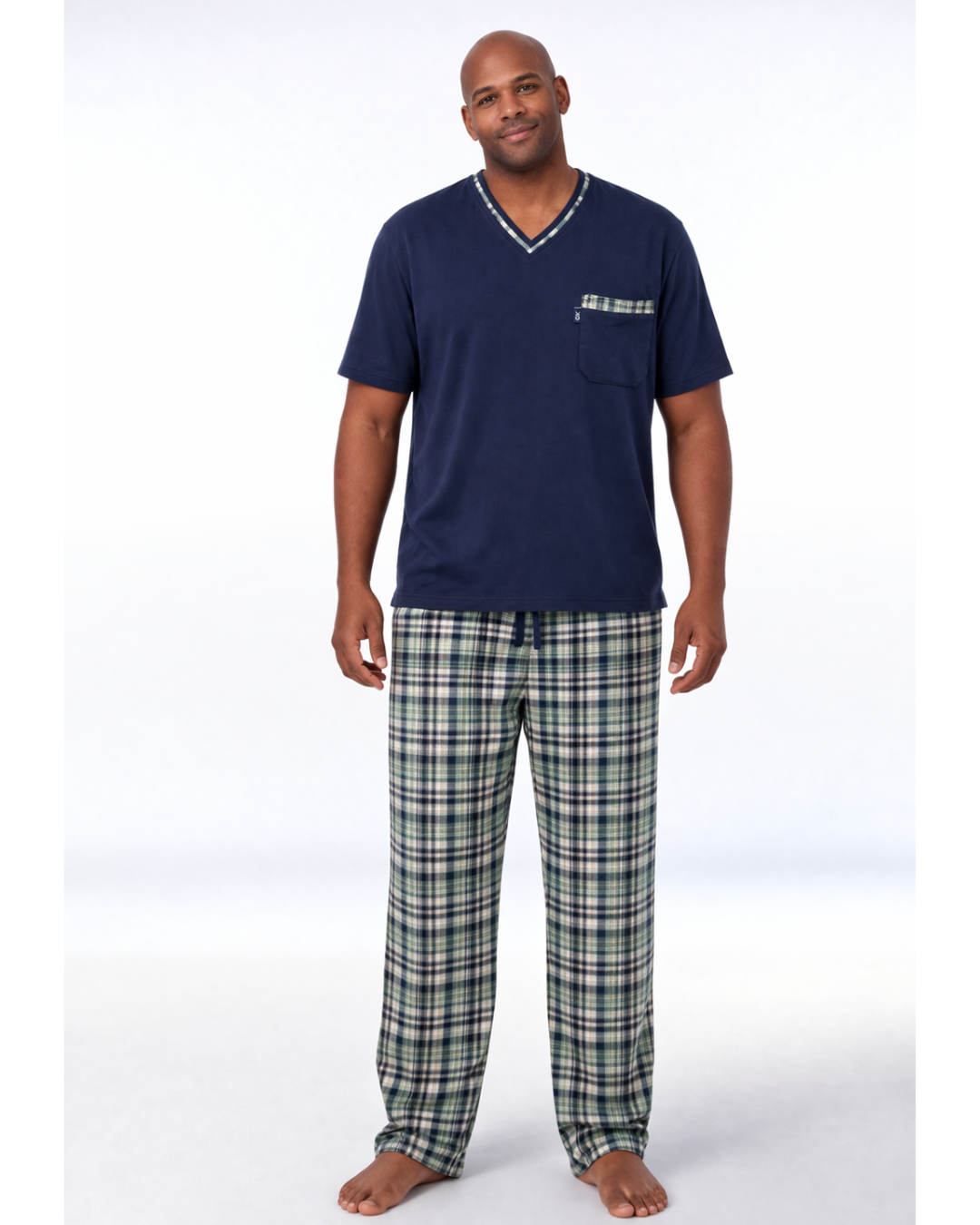 بجامة رجالي كارو لون نيلي ياخة V