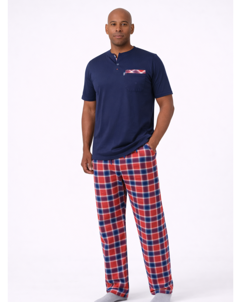 بجامة بيت رجالية لون نيلي بجامة رجالي بجامة نوم