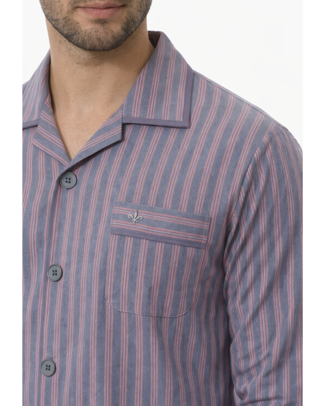 بجامة رجالي كلاسك صيفي الملكي بخطوط انيقة - الصورة 3