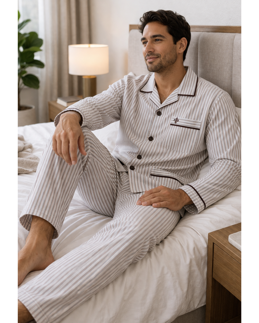 بجامة رجالي كلاسك صيفي مقلم بخطوط انيقة - الصورة 5