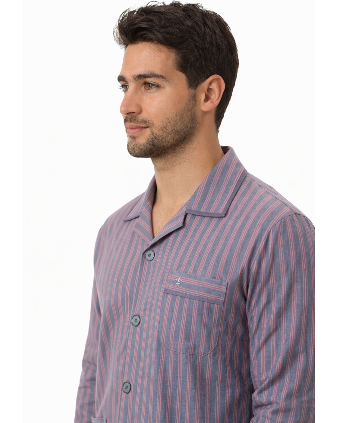 بجامة رجالي كلاسك صيفي الملكي بخطوط انيقة - الصورة 5