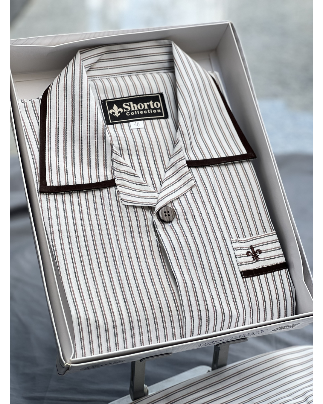 بجامة رجالي كلاسك صيفي مقلم بخطوط انيقة - الصورة 7