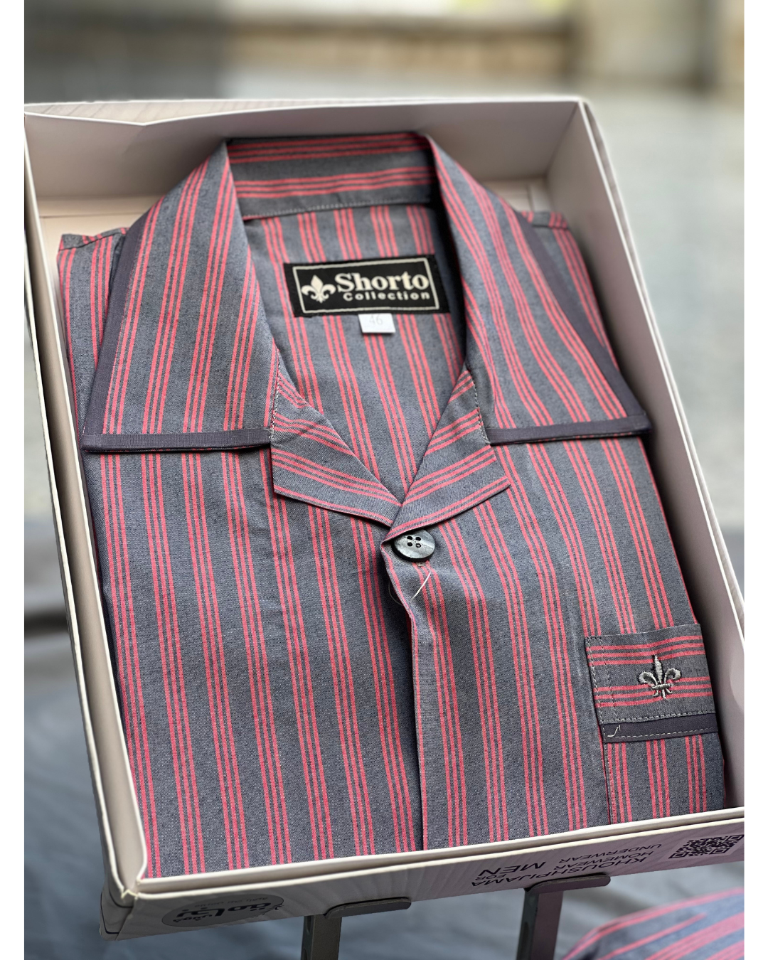 بجامة رجالي كلاسك صيفي الملكي بخطوط انيقة - الصورة 7